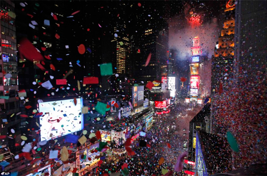 Silvester auf dem Times Square in New York